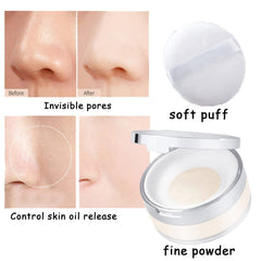 Loose Powder With Mirror,Setting Powder,Loose Setting Powder For Mature Skin,Smooth Face Make-up,Long Lasting Translucent Setting Powder,Matte Powder,Milk Makeup,Matte Finish Oil Absorbing Face Powder