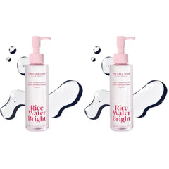 The Face Shop Rice Water Bright Light Facial Cleansing Oil, Daily Makeup Remover, Oil Cleanser, Vegan, Korean Skin Care with Jojoba Oil, Face Pore Cleanser, 150ml (Pack of 2)