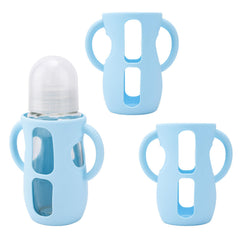3 x Silicone Cases for Bottles for Philips Avent, Anti-Burn and Anti-Fall Silicone Bottle Protector with Handle, Bottle Cover, Compatible with Philips Avent, 240 ml (Blue)