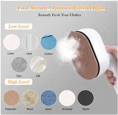 TAME Mini Steam Iron for Clothes, 180° Rotating Handheld Steam Iron, Portable Steamer Travel Iron, Micro Steam Iron Mini Handheld Garment Steamer Support Dry and Wet Ironing for Home Travel (Beige)