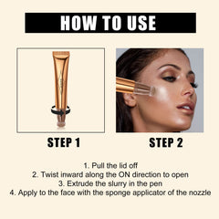 Contour Wand, Cream Contour Beauty Wand,Liquid Highlighter Wand, Smoothly Moisturizng Super Silky Contour Stick Highlighter Face Bronzer BANKTMtural Cream Blush Stick Beauty Light Wand