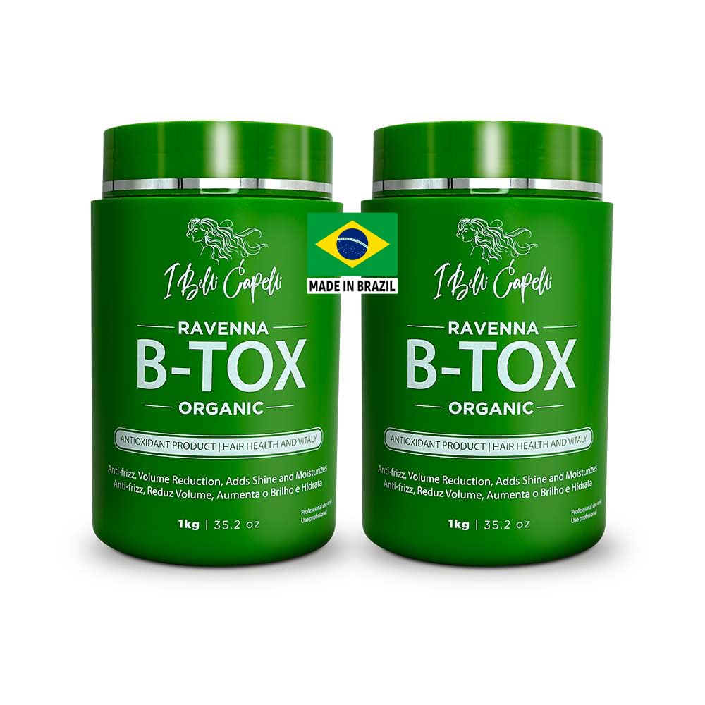 I Belli Capelli Organic Ravenna Hair B-tox Treatment 2 Pack- B-tox Capilar Para el Cabello, Formaldehyde-Free- Cirugia Capilar Para el Cabello- Effect Anti-Frizz, Volume Reduction, Smoothing- 2 units