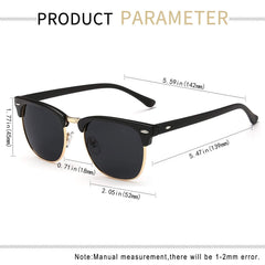 KANASTAL Polarized Horn Rimmed Sunglasses for Men and Women, Classic Half Frame Sun Glasses, Semi Rimless Shades for Womens 100% UV400 Protection Driving