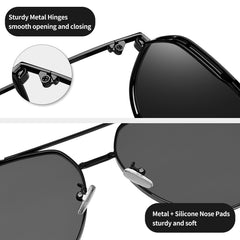 Joopin Sunglasses for Men Women, Polarized Classic Sun Glasses Metal Frame Nylon Lenses UV400 Protection