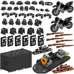 Ulanlan Swat Weapon Pack Equipments Mini Military Accessories Kits Toys Gun Boat Motorbike for Army Men Building Blokcs Set, DIY Special Forces Accessories, Compatible with Lego Mini-Figures