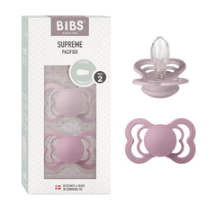 Bibs Supreme Silicone Pacifier Sz2 Toddler (+6M) 2pcs - Dusky Lilac/Heather