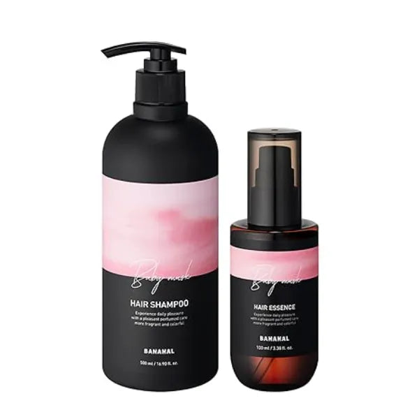 BANANAL Perfumed Hair Shampoo & Essence Set Frizz Control, Shine & Damage Care Botanical Oils, Keratin & Amino Acids Sulfate-Free Baby Musk Scent  Korean Hair Scalp Care