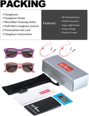 Flexible Kids Sunglasses Polarized Sports Sun Glasses Girls Boys Shades with Straps UV400 Protection Eyewear for Age 2-10