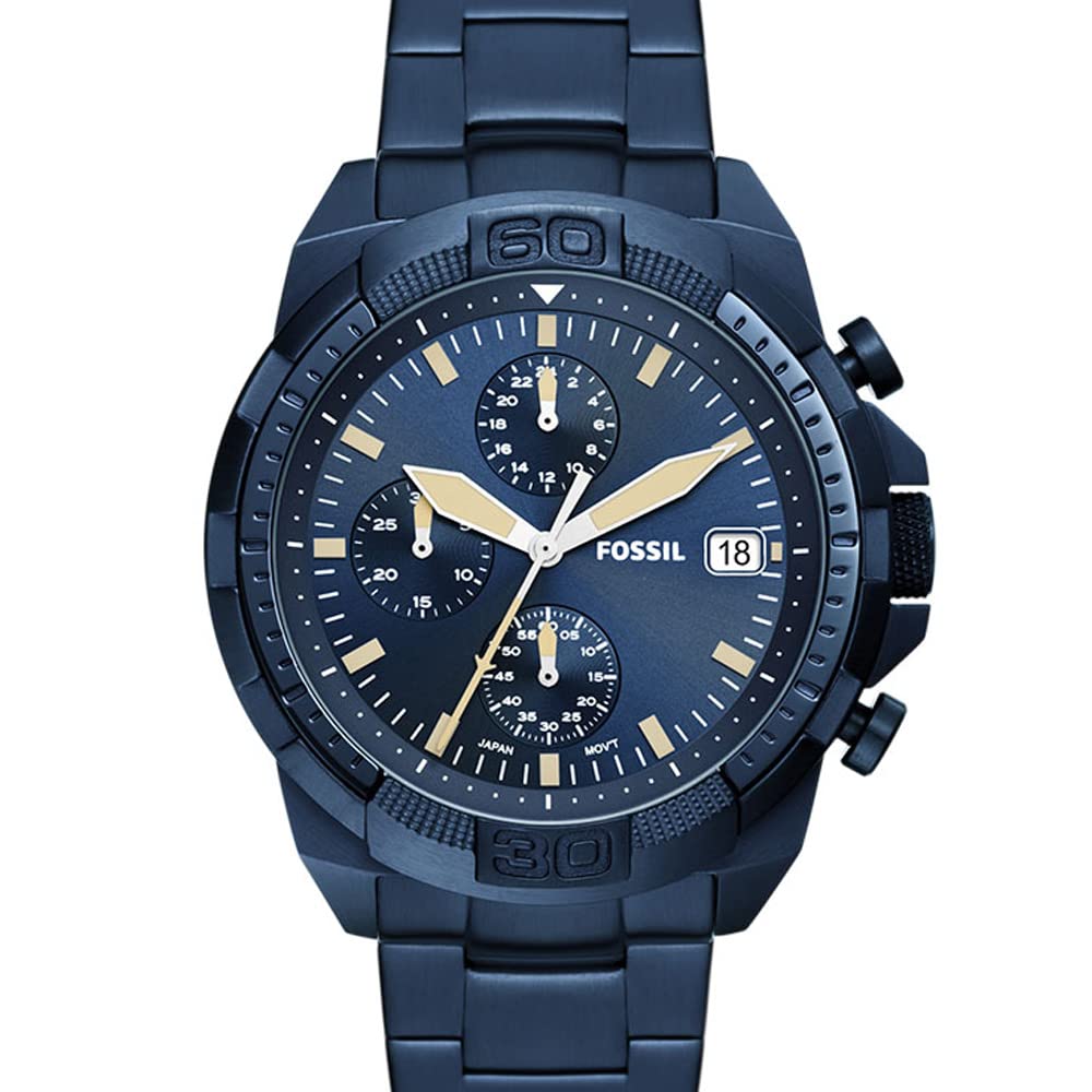 Fossil Men's Bronson Stainless Steel Quartz Dress Chronograph Watch Blue