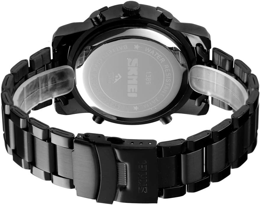 SKMEI Mens Wrist Watch,Stainless Steel Analog Digital Sport Wrist Watch for Men, Black, Digital