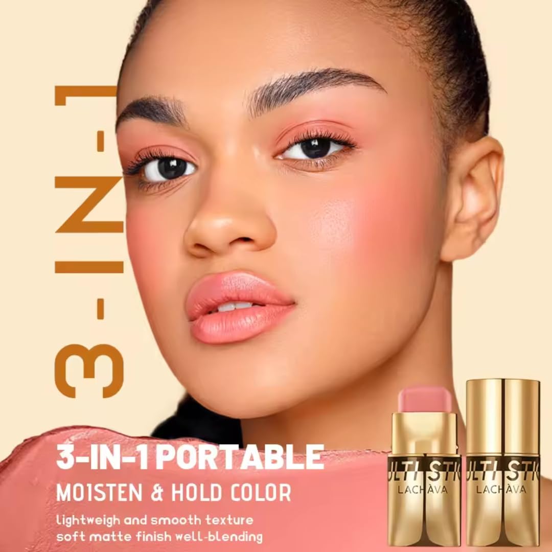 NIKITA.VIVI 3 in 1 Multi Stick for Blush Eyeshadow & Lipstick (#10), Eyeshadow Lipstick and Face Blusher Cream, Non Sticky Moisturizing Hydrating Smooth Face Blush Makeup Lipstick 8G