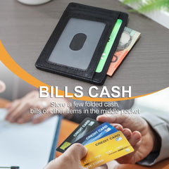 T Tersely Credit Card Holder for Men,Card Wallet, Slim Minimalist Wallet,RFID Card Holder Blocking Front Pocket Secure Thin Credit Card Wallet, Holds up to 7 Cards, Ideal for Travel (Waxes Black)