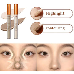 Liquid Contouring Stick, Azonee Concealer Contour Highlighter Stick, 2 Colors Contour Stick Concealer Full Coverage Liquid For Eyes And Dark Circles, Long Lasting Waterproof, Matte Finish Makeup