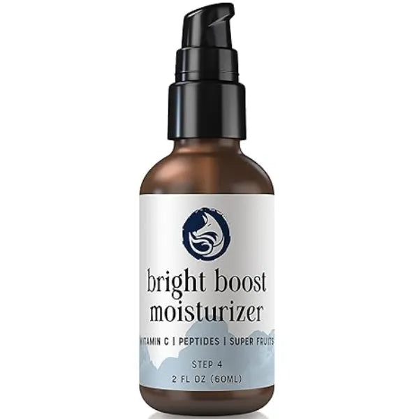 Foxbrim Naturals Bright Boost 7 Superfruits Peptide Face Moisturizer with Vitamin C Gentle Daily Hydrating Luxury Lotion for Radiant Skin Smooths Fine Lines Fragrance Free All Skin Types 2oz