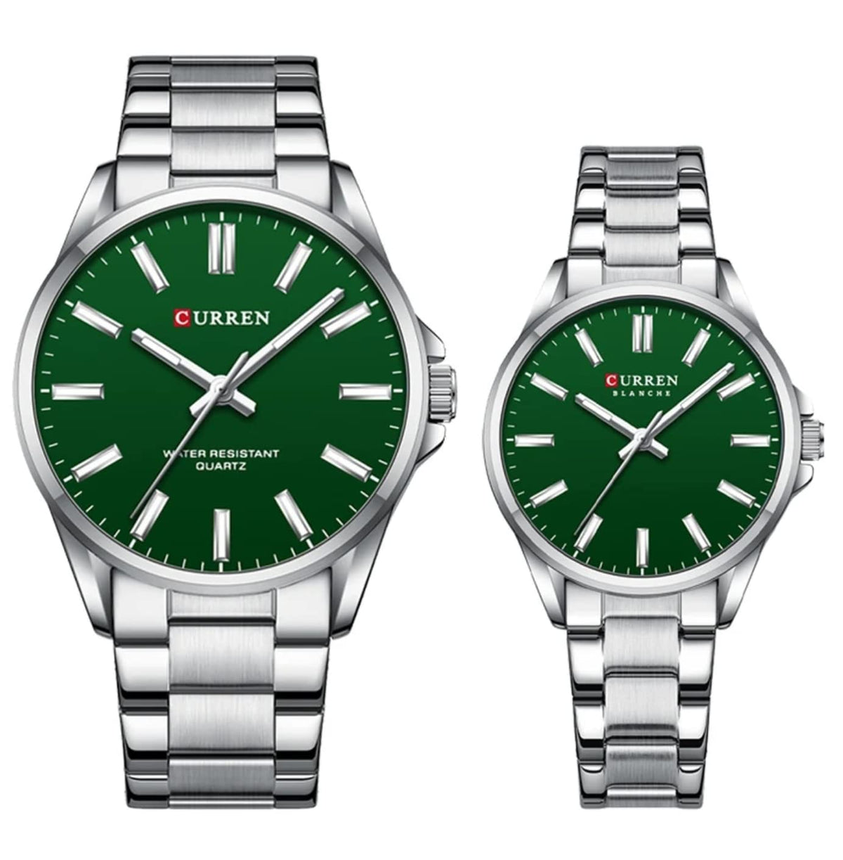 CURREN 9090 Watch for Couple Waterproof Men's Watches Fashion Women's Sports Watches Quartz Movement - SILVER GREEN