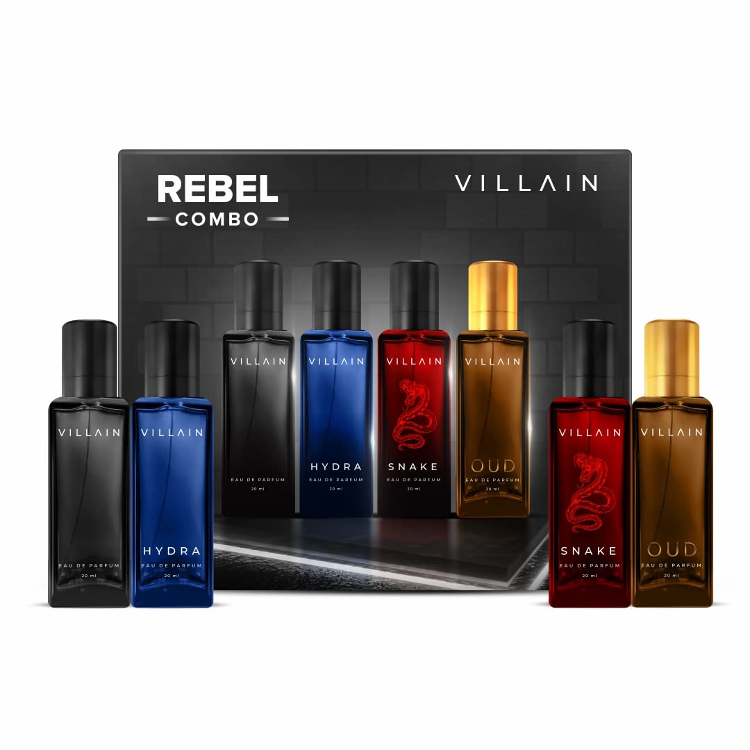Villain Rebel Luxury Perfume Gift Set for Men 4x20 ML | Perfume with Long Lasting Fragrance | EDP
