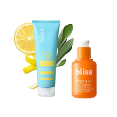 Bliss Vitamin C Bright Idea Serum + Lemon & Sage Body Butter Duo | Brightening & Hydrating Skincare Set for Face and Body