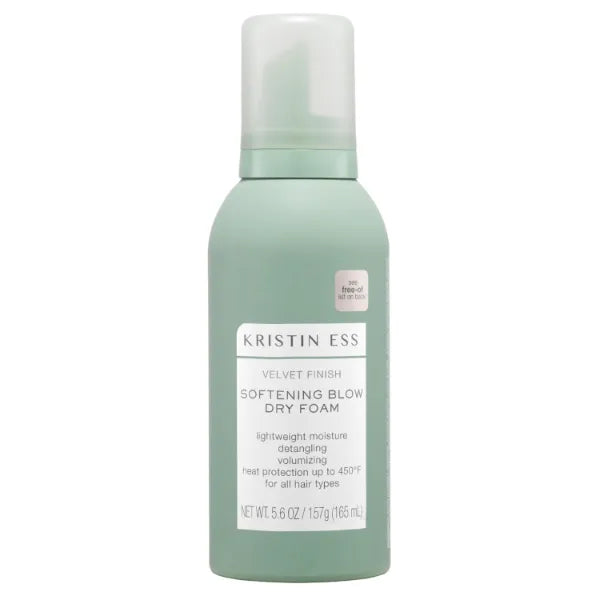 Kristin Ess Softening Blow Dry Foam for Smooth Styles, Shiny Blowout Prep, Curl + Wave Definition, Frizz Control, Vegan, Color Safe, Silicone Free, Sulfate Women's Styling Mousse Product, 5.6 oz