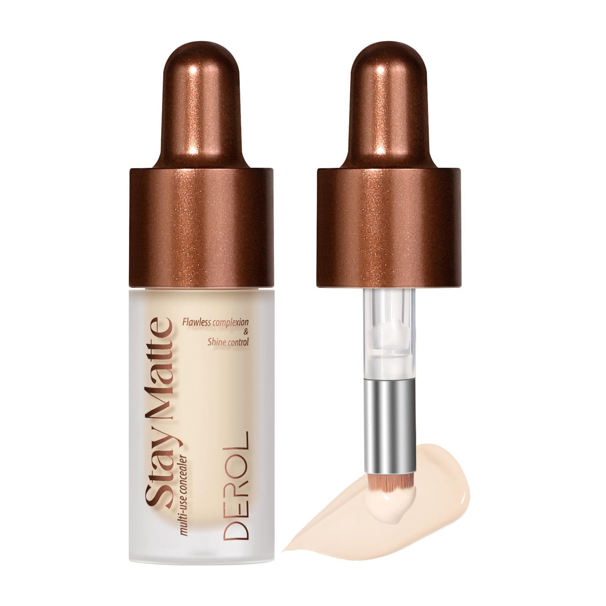 KASTWAVE Foundation Makeup, Flawless Finish Foundation, Full Coverage and Blendable, Oil Control Flawless Concealer Cover Facial, Soft Beige, Built-in Brush (Packaging May vary)