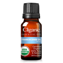 Cliganic USDA Organic Frankincense Essential Oil - Boswellia Serrata, 100% Pure Natural Undiluted (10ml)