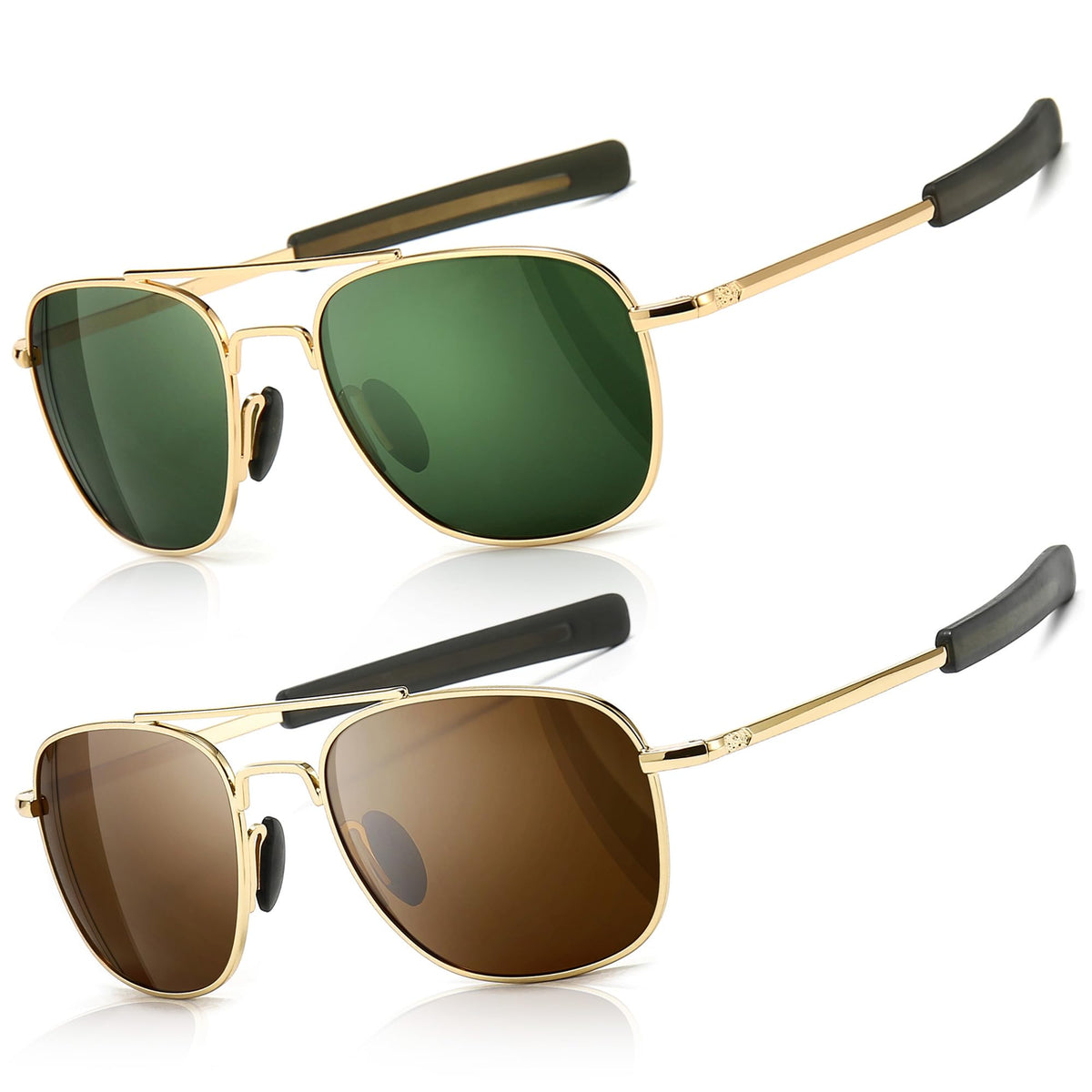 SUNGAIT Men's Military Style Polarized Pilot Aviator Sunglasses Bayonet Temples