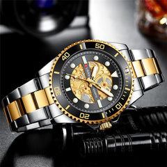 CURREN 8412 Wrist Watch Men's Quartz Sports Brand Luxury Business Waterproof Stainless Steel (TETON GOLD)
