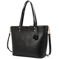 POMEL Europian Style Women's Soft PU Leather Tote Bag Purse Handbags Wallet Tote Shoulder Bag Purse Large Capacity Bag - Black