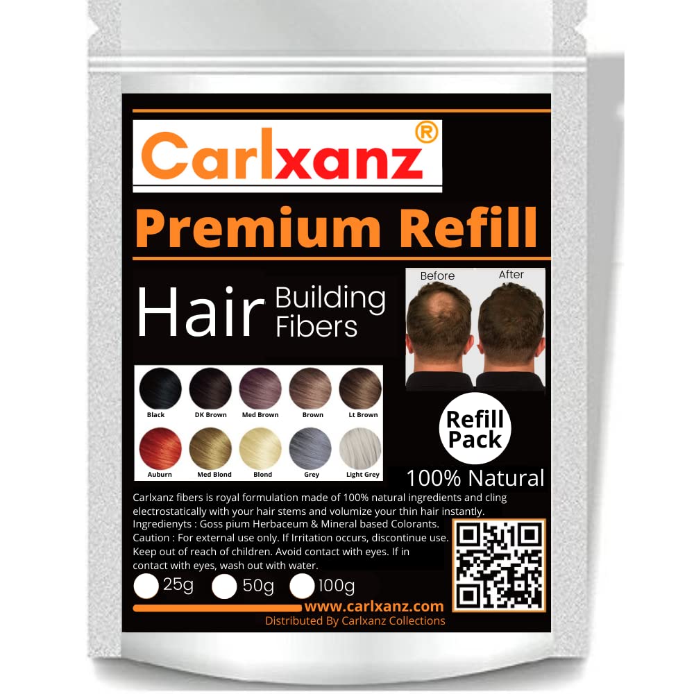 Carlxanz Hair Fibers for Thinning Hair (BLONDE) 25g Refill Pack Conceals Hair Loss & Bald Spot Advanced Electrostatic Bonding