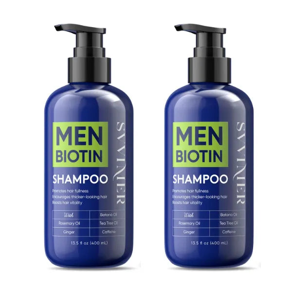 Svvimer Hair Growth Shampoo for Men - Biotin Thickening Shampoo with Rosemary Tea Tree Oil Caffeine for Hair Loss and Thinning - 10 Fl Oz (Pack of 2)
