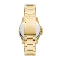 Fossil Men's Blue Quartz Stainless Steel Three-Hand Watch, Color: Gold/Green Taper (Model: FS6030)