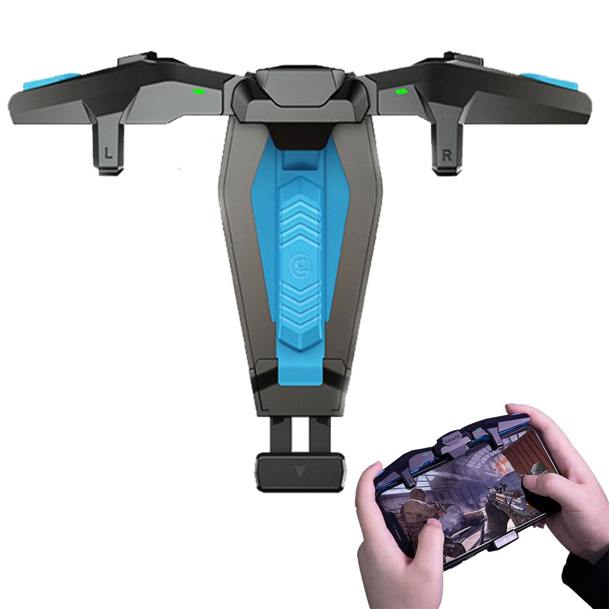 Excefore Mobile Triggers Gaming Controller F4, Mobile Game Controller F4 Falcon for PUBG/Fortnite/Call of Duty, Shooter Sensitive Controller Joysticks Aim & Fire Trigger for IOS & Android