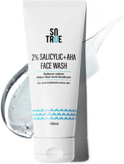 Sotrue 2% Salicylic Acid Face Wash For Acne and Pimple, 100ml | For Clean, Clear and Glowing Skin | Reduces Acne, Excess Oil, Pimples | All Skin Types, Translucent