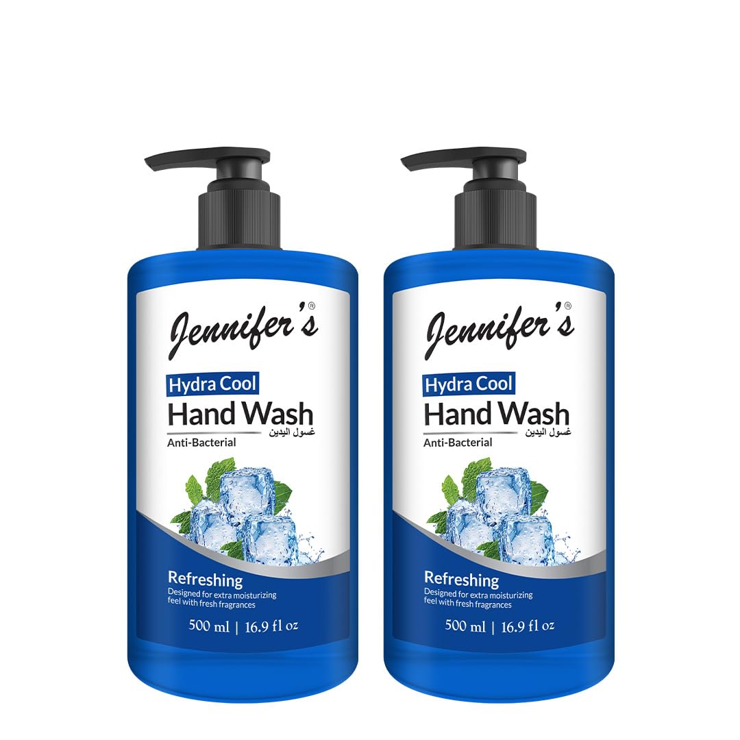 Jennifer's Hydra Cool Hand Wash, Antibacterial, Refreshing, and Moisturizing with Fresh Fragrance,500ml- Pack of 2
