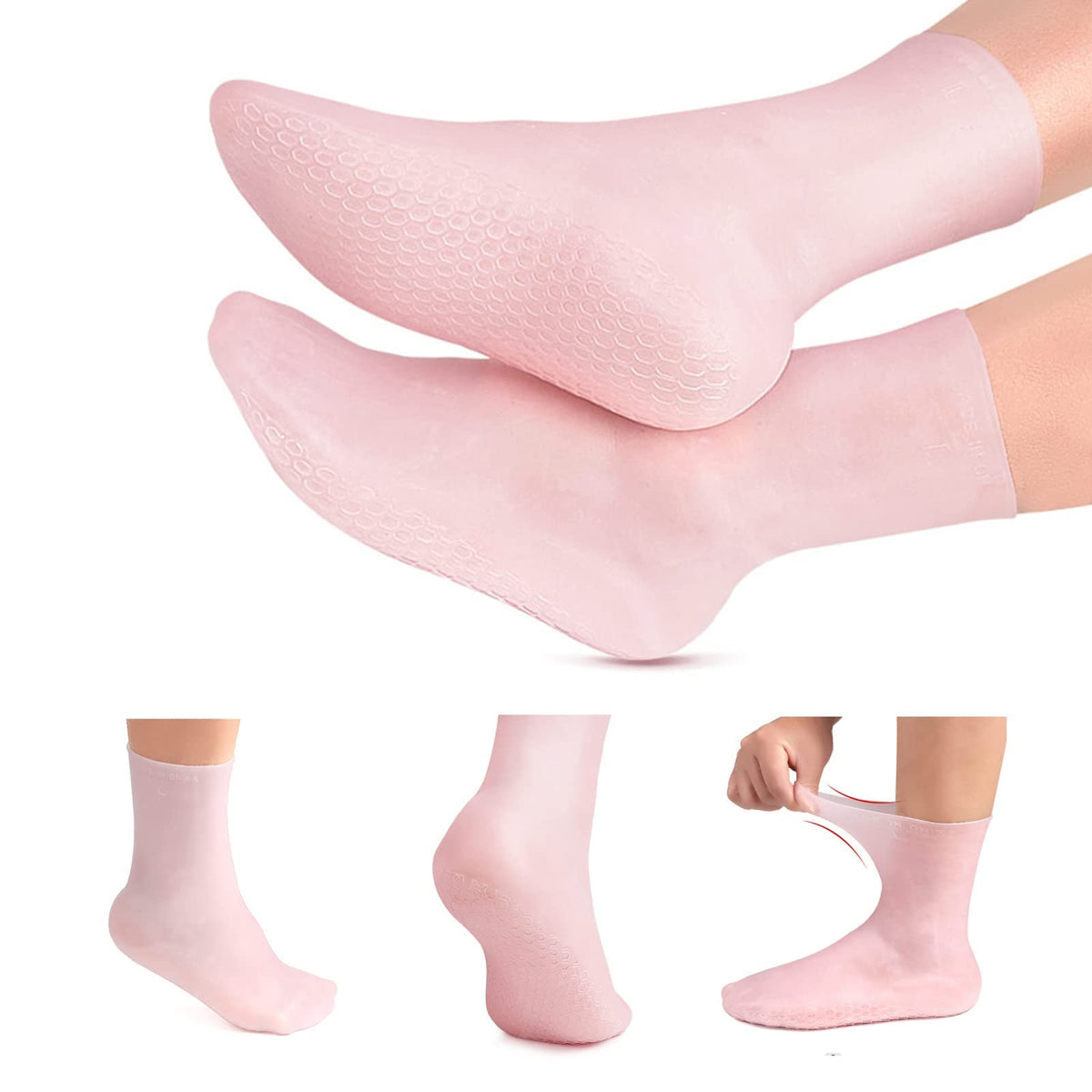 KASTWAVE Moisturizing Socks, Long Silicone Socks, Aloe Socks, Soft Gel Socks, Women Foot Spa Pedicure Socks for Repairing Cracked Heel, Dry Feet, Softening Calluses, Rough Skin
