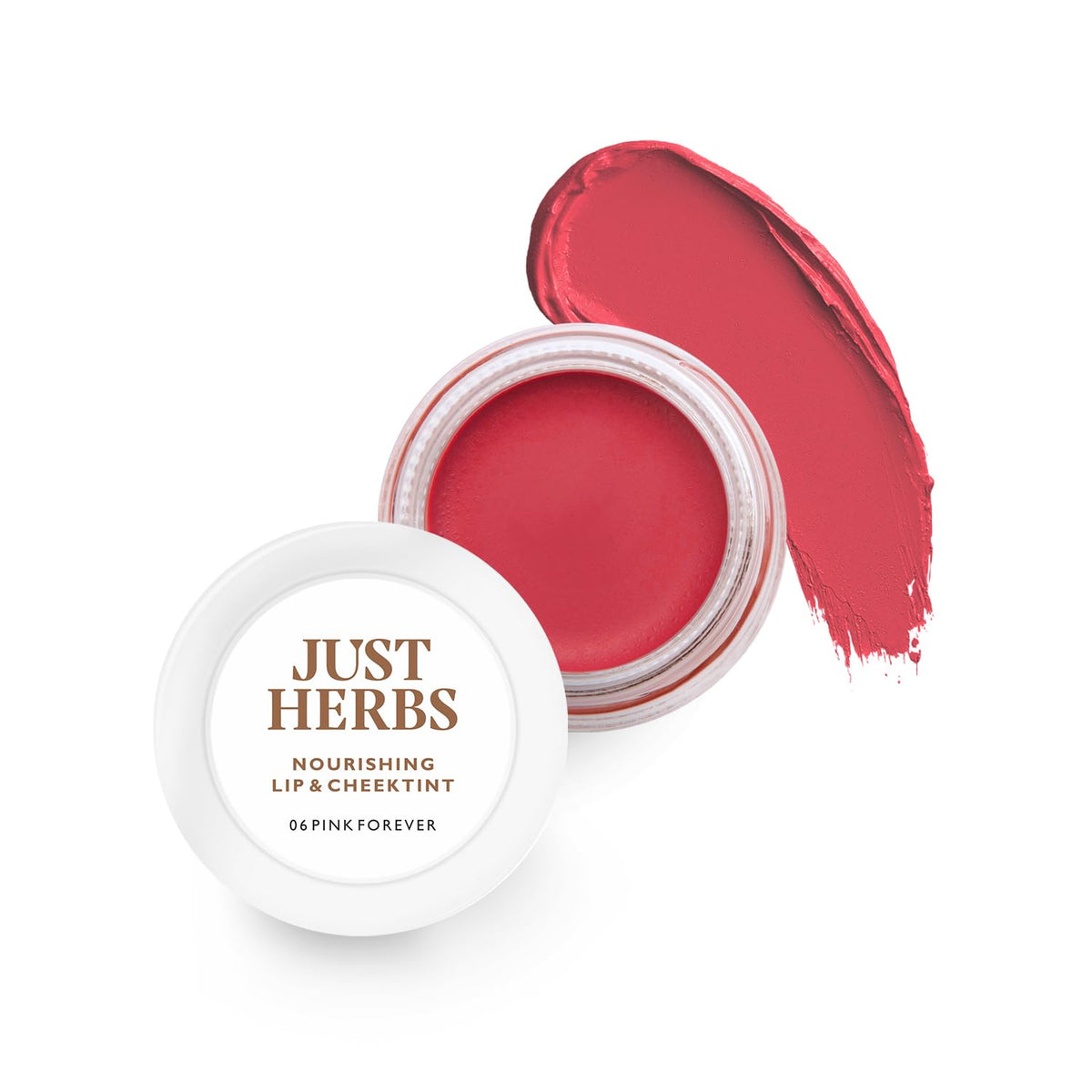 Just Herbs Ayurvedic, Natural Lip & Cheek Tint, Blush For Women SLS, Chemical & Paraben Free 06 Pink ForeverCreamy Matte, Multi, 4 g (Pack of 1)
