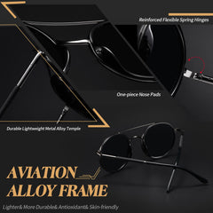 PUKCLAR Sunglasses for Men Polarized Lightweight TR90 Frame UV400 Spring Hinges Sunglasses