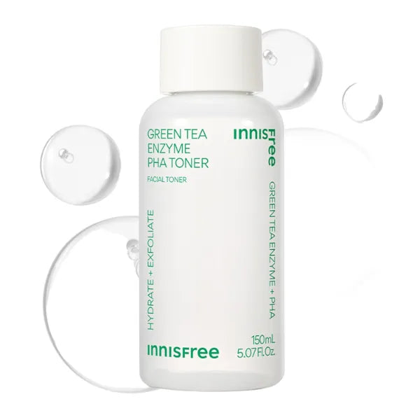 Innisfree Green Tea Enzyme PHA Toner with Hyaluronic Acid, Hydrating Korean Exfoliating Essence for Smooth, Glowing Skin, 5.07 Fl Oz
