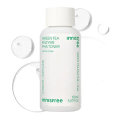 Innisfree Green Tea Enzyme PHA Toner with Hyaluronic Acid, Hydrating Korean Exfoliating Essence for Smooth, Glowing Skin, 5.07 Fl Oz
