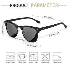 KANASTAL Polarized Horn Rimmed Sunglasses for Men and Women, Classic Half Frame Sun Glasses, Semi Rimless Shades for Womens 100% UV400 Protection Driving