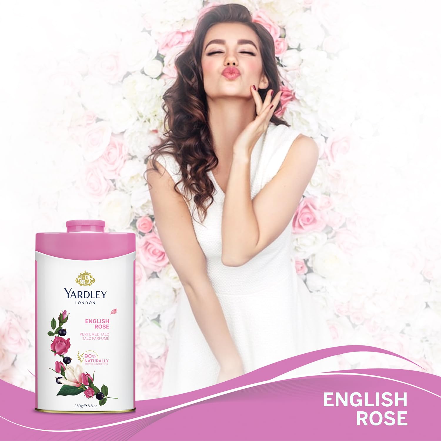 Yardley English Rose Perfumed Talcum Body Powder, All Day Fragrance, Soft And Feminine Freshness- 250 Gm