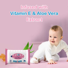 Cool & Cool Baby Wipes 12’s (Pack of 4) - Alcohol Free,Paraben Free,Vitamin E,Aloe Vera,Ultra Soft & Gentle for Sensitive & Delicate Skin- 48 Wipes