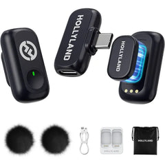 Hollyland Lark A1 (USB-C) Mini Duo Wireless Lavalier Microphone for Android & iPad – Black