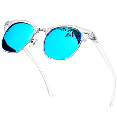 KANASTAL Polarized Horn Rimmed Sunglasses for Men and Women, Classic Half Frame Sun Glasses, Semi Rimless Shades for Womens 100% UV400 Protection Driving