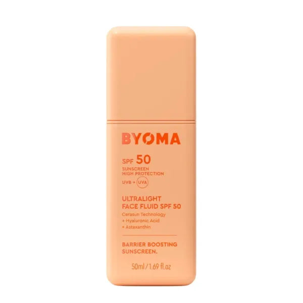 BYOMA SPF 50 Face Fluid - Ultra-Lightweight Facial Sunscreen for All Skin Tones - Luminous Glow, No White Cast - SPF Moisturizer Strengthens Skin Barrier - 1.69 fl.oz