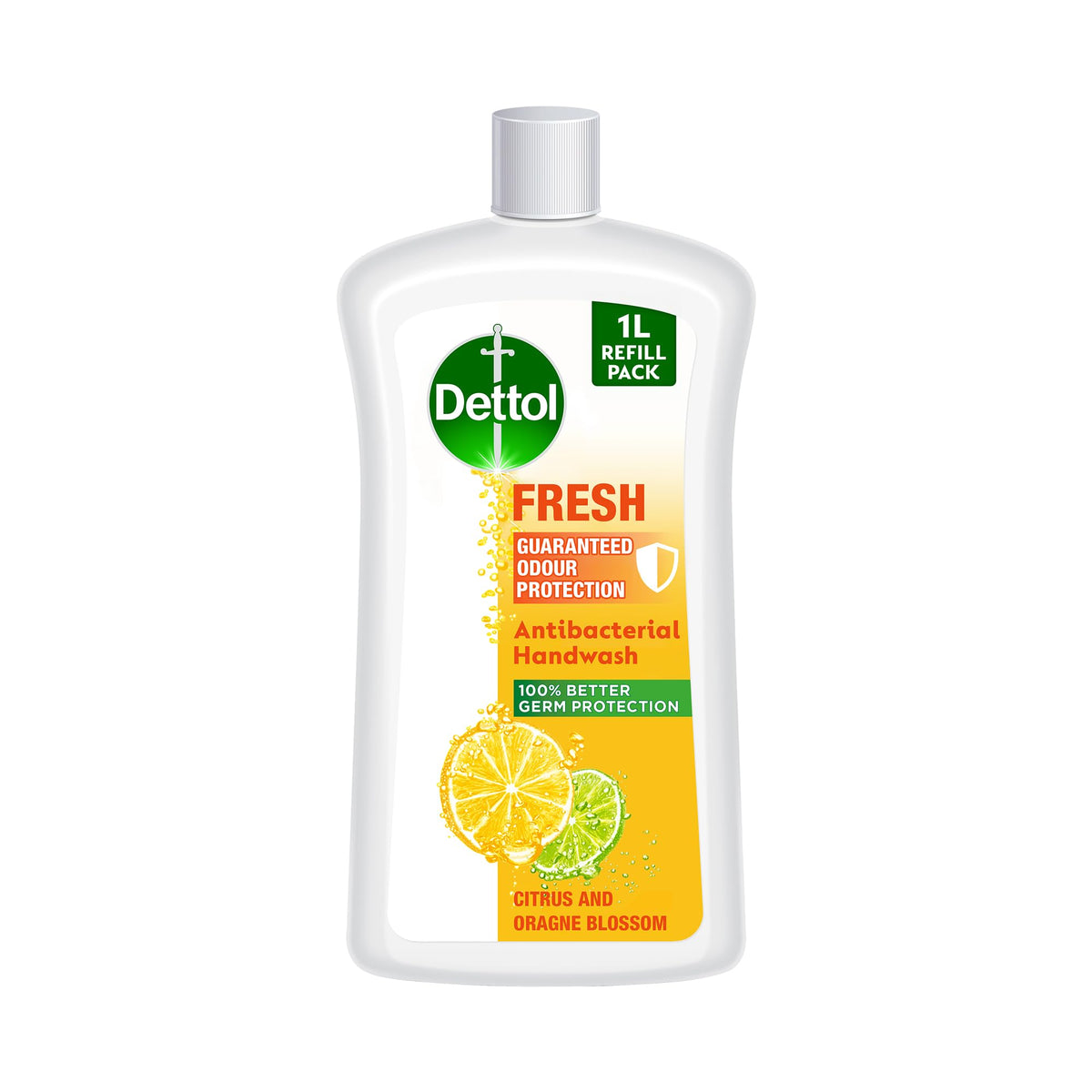 Dettol Handwash Liquid Soap Fresh Pump for Effective Germ Protection & Personal Hygiene, Protects Against 100 Illness Causing Germs, Citrus & Orange Blossom, 1L