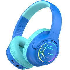 iClever Kids Bluetooth Headphones with LED Lights, 43 Hours Playtime, Type-C Fast Charging, BTH18 74/85dB Safe Volume, Bluetooth 5.3, Toddler Headphones with AUX Wire for iPad/Tablet/Travel/School