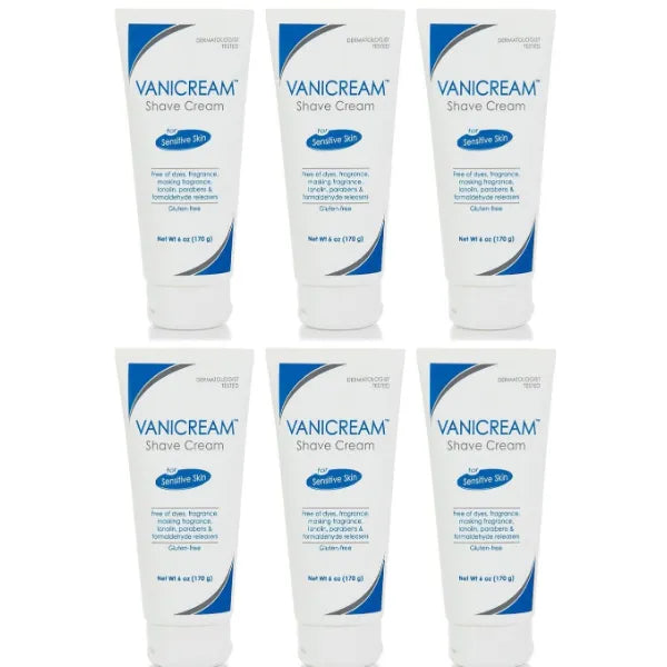Vanicream Shave Cream For Sensitive Skin, Fragrance Free, Dye Free, Paraben Free and Sulfate Free - 6 oz (Pack of 6