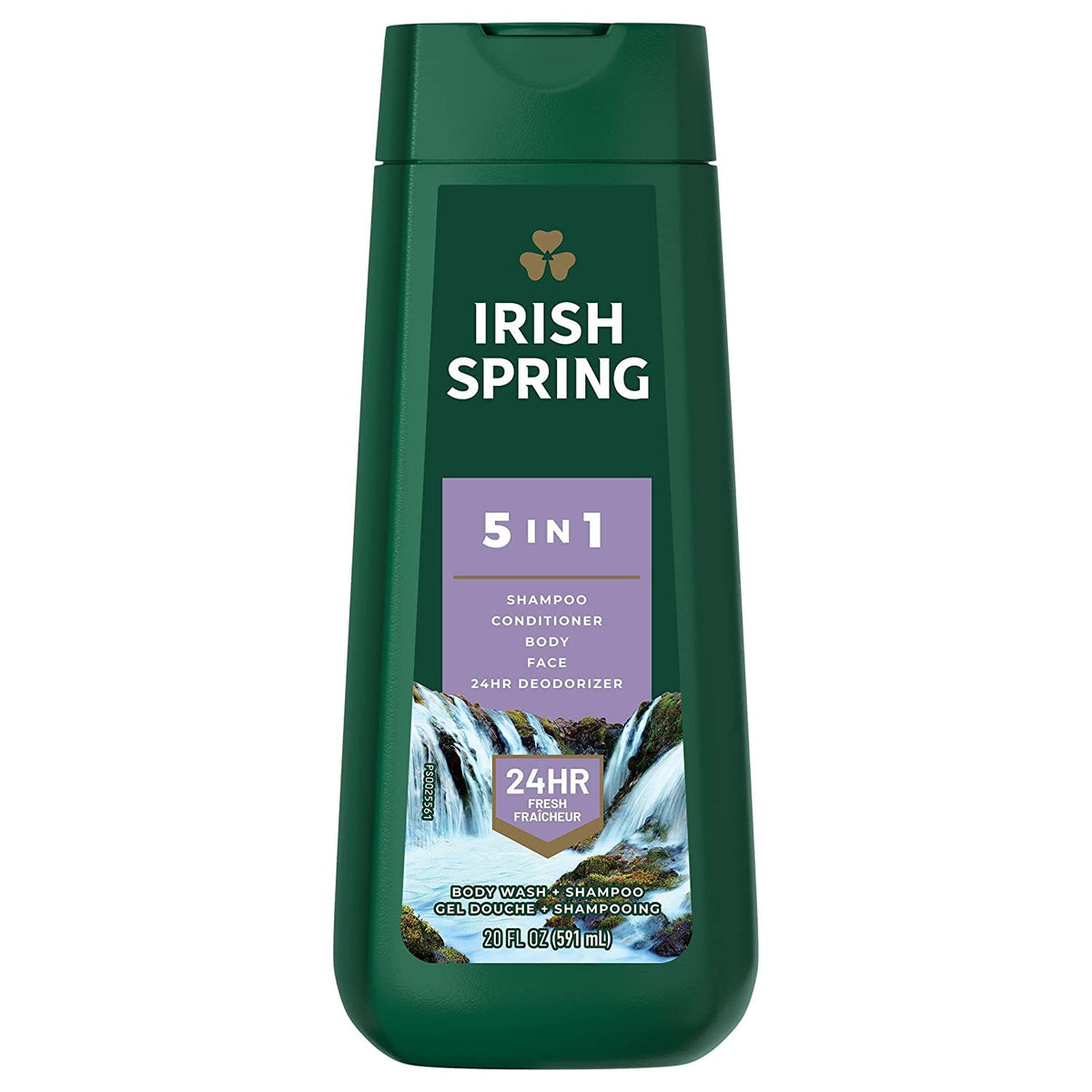 Irish Spring 5-in-1 Shampoo, Conditioner, Body Wash, Face Wash and Deodorizer, 20 Oz 591 ml (Product Of USA)
