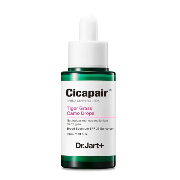 Dr.Jart+ Cicapair Tiger Grass Camo Drops Tinted Face Serum SPF 35 with Centella Asiatica | cc cream | Korean Skin Care, 1.01 Fl Oz