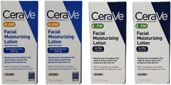 CeraVe Daily Moisturizing Lotion Bundle - AM & PM Facial Set, Sunscreen (2 oz) - 8 fl oz Total (4 Bottles)